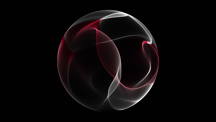 White and Red Sphere Background Seamless Loop 4K Abstract Silver Smoky Wave Orb, Shiny Red and Gray Scientific Sphere on Black Backdrop, Futuristic Digital Animation, Smooth Motion, Isolated Modern