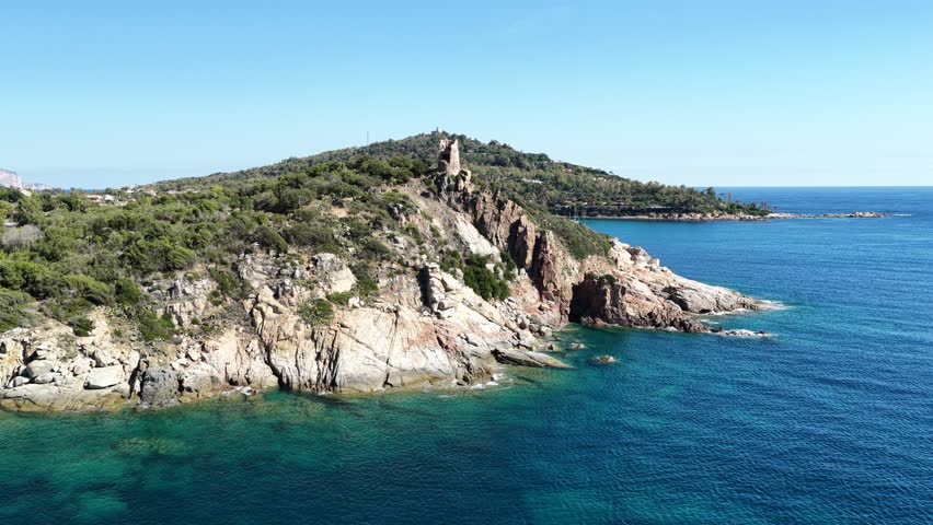 Aerial view to Porto Frailis bay, Tortolì, Ogliastra, Nuoro, Sardinia