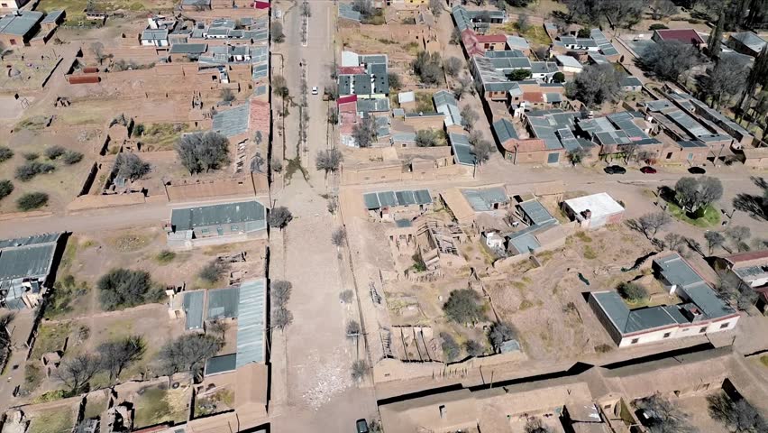 Aerial view of the town of Yavi, Jujuy, Argentina