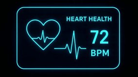 Neon ECG heart rate monitor showing 77 BPM pulse, symbolizing modern cardiology, digital healthcare, and vibrant medical technology visualization. - Powered by Shutterstock - Get 15% off with code: PIKWIZARD15