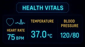 Futuristic health vitals interface displaying heart rate, oxygen level, and medical analytics, symbolizing digital healthcare, diagnostics, and medical innovation. - Powered by Shutterstock - Get 15% off with code: PIKWIZARD15