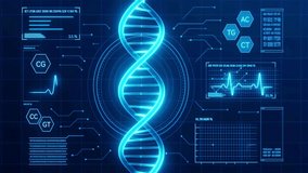 Futuristic neural helix DNA scan interface loop, symbolizing genetics, neuroscience, biotechnology, and advanced medical innovation in digital healthcare. - Powered by Shutterstock - Get 15% off with code: PIKWIZARD15