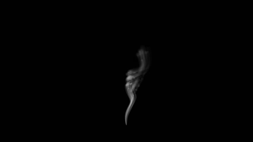 Graceful white smoke ribbon rising and curling, clean isolated overlay for mood or mystery scenes.