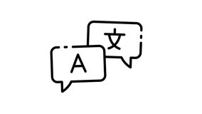 Modern, minimalist, high-resolution animation of a language icon. Ideal for educational, international, and business contexts. - Powered by Shutterstock - Get 15% off with code: PIKWIZARD15