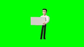 3D animation of Bruce holding a blank card on green screen background for advertising, business promotion, presentation, and digital content projects
 - Powered by Shutterstock - Get 15% off with code: PIKWIZARD15