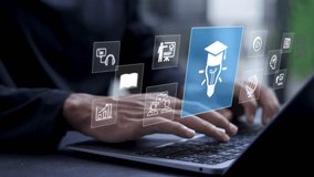 online education technology concept, E-learning education, internet lessons and online webinar, AI-enhanced learning with personalized courses. - Powered by Shutterstock - Get 15% off with code: PIKWIZARD15