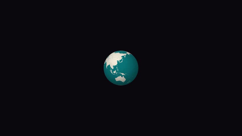 Animated zoom into Peru on a teal and pale mint globe. Features country logo, meridians, and parallels. Highlights geography and design.