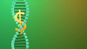 Golden dollar symbol rotating inside a dna helix structure on a green gradient background - Powered by Shutterstock - Get 15% off with code: PIKWIZARD15