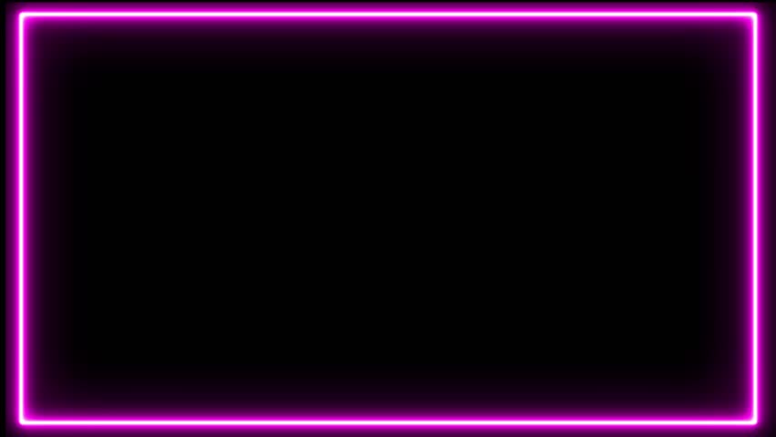 Vivid Pink Neon Rectangle Frame on Black Background border
