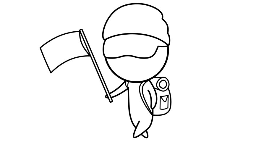 A mountaineer ascends a mountain