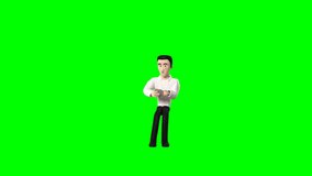 3D green screen Bruce sitting and swiping on tablet device. Perfect for digital marketing, business, technology, or social media presentation assets. - Powered by Shutterstock - Get 15% off with code: PIKWIZARD15