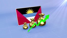 Antigua and Barbuda Reserves Growth with Rising Green Arrow Economic Data Graph Infographic  - Powered by Shutterstock - Get 15% off with code: PIKWIZARD15