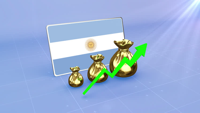 Argentina Reserves Growth with Rising Green Arrow Economic Data Graph Infographic  - Powered by Shutterstock - Get 15% off with code: PIKWIZARD15
