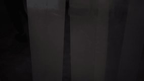 Plastic transparent tapes in doorway. PVC strip curtains for doors in night - Powered by Shutterstock - Get 15% off with code: PIKWIZARD15