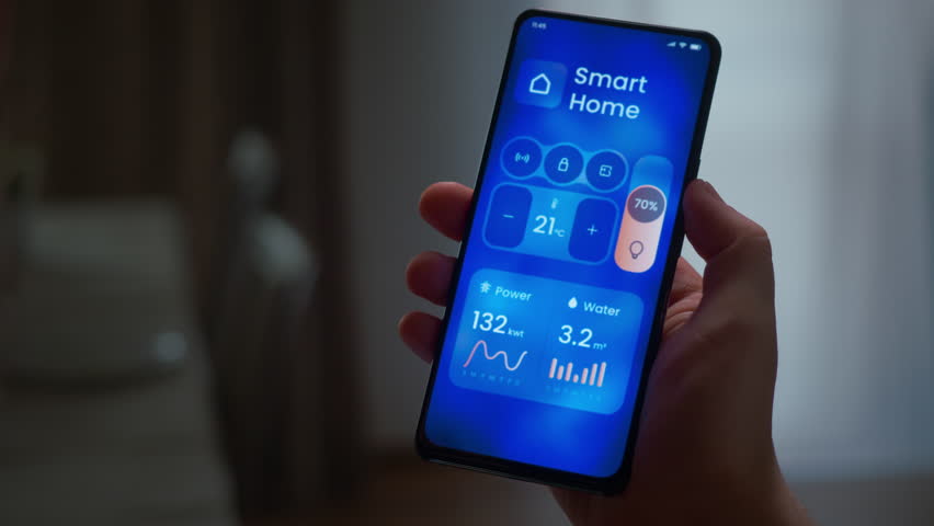 Analyzing energy and water consumption with a smart home app. Household resources management application providing energe efficiency and savings.