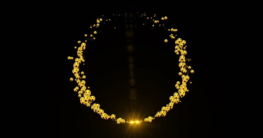 4K Icons Trail for all Social media. Spinning Particles Ring Social Media Trail with copy space. Glitter Social Media icons Particle Moving On Black BG.Live-style animated icon for live-stream chat