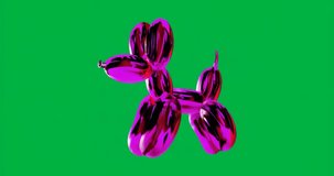 On load magenta balloon dog rotating half-turn back, revealing curves on transparent backdrop. Modern, abstract, sculpture, vibrant, decorative, playful, metallic - Powered by Shutterstock - Get 15% off with code: PIKWIZARD15