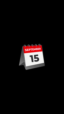 October 15 Vertical Desk Calendar Page Flip Animation and Torn, Transparent Background