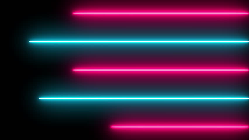 4K Animated neon lines on a sleek dark background and copy space.Abstract lines for nightclubs,live streams,web design,social media.Neon lines that move with rhythm, style, and pure digital energy