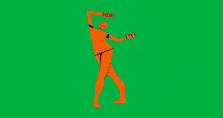 Starting orange silhouette against clear backdrop, dancing with smartphones showcasing connection. Dynamic, abstract, vibrant, energetic, futuristic, rhythmic, minimalist