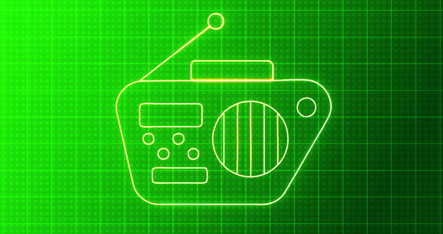 Radio podcast logo animated on neon background with copy space. Radio podcast logo for recording, podcasts, Live Streaming, web design, and social media in 4K. Radio podcast logo animation.
