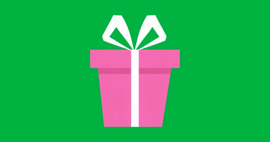 Pixel glitch appearing around pink gift box, growing and pulsing static noise showing digital error. Digital, glitch, abstract, vibrant, modern, technology, animation