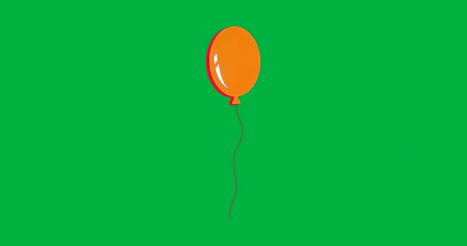 On start orange balloon forming smile and bobbing on transparent background for looping animation. Whimsical, cheerful, playful, motion, minimalism, celebration, vibrant