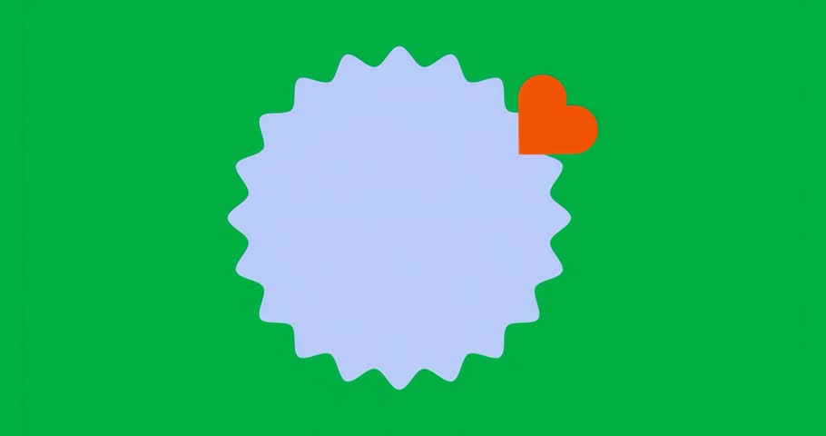 Transparent frame showing badge emerging orange heart drifting attaching representing reward seal. Digital icon, badge design, love symbol, modern graphic, animation element, ui interface, branding