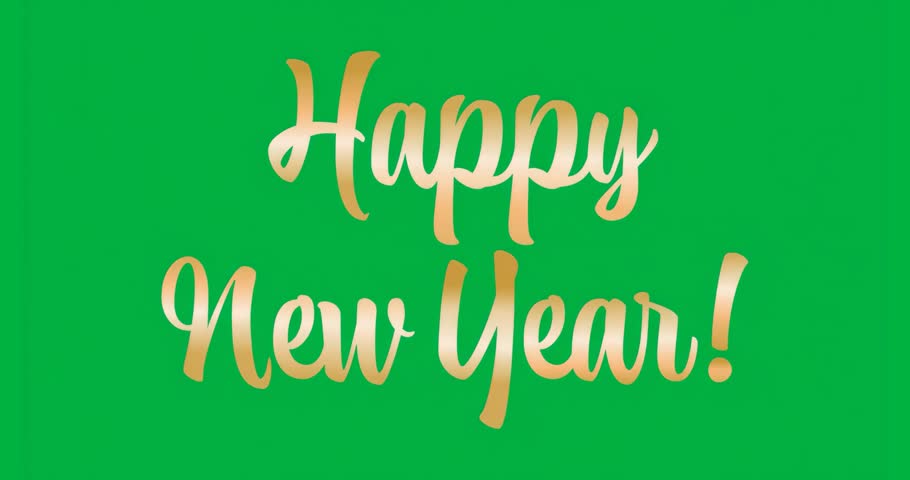 Happy New Year script appearing on transparent background and glitching background to frame message. Celebration, festivity, digital art, motion graphics, abstract design, futuristic, vibrant