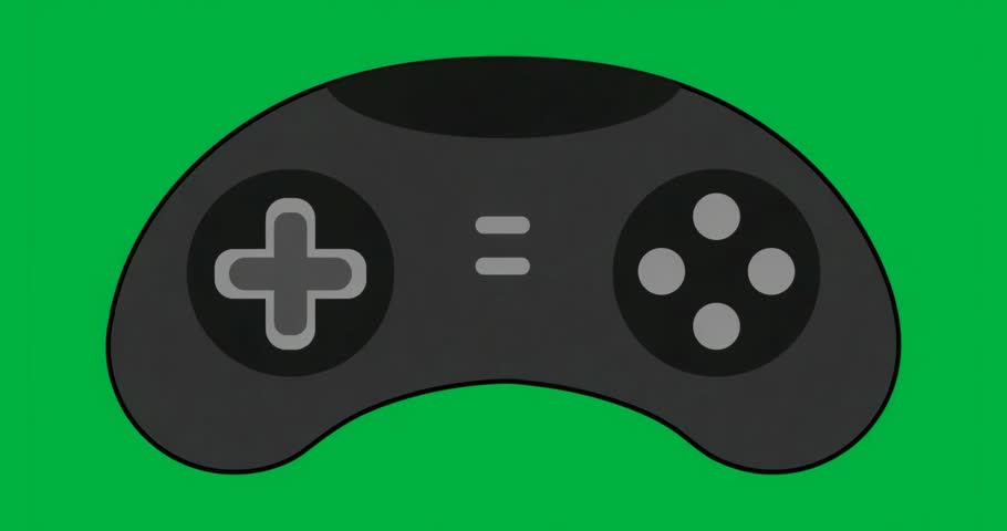 Stylized game controller staying static on transparent bg with D-pad equal sign cluster for UI demo. Electronics, gaming, interface, minimalistic, digital, technology, iconography