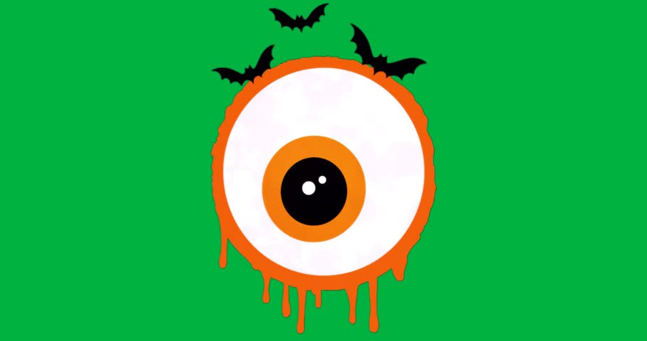 Graphic designer placing dripping eyeball on transparent background, with bat icons for Halloween. Fantasy, horror, illustration, spooky, graphic, visual art, sinister