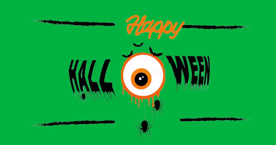 graphic designer placing Halloween design on clear background, dripping eyeball, bats, spiders. Halloween, graphic, spooky, horror, illustration, dark, eerie