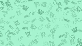 Seamless mint green background featuring gadgets, gaming, and communication icons, symbolizing technology and digital entertainment. - Powered by Shutterstock - Get 15% off with code: PIKWIZARD15