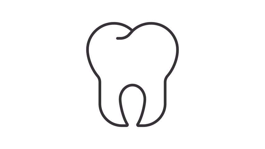 Animated tooth decay line icon. Caries disease development animation. Destroying tooth enamel by bacteria acid. Dental treatment. Outline element on white background. HD video with alpha channel
