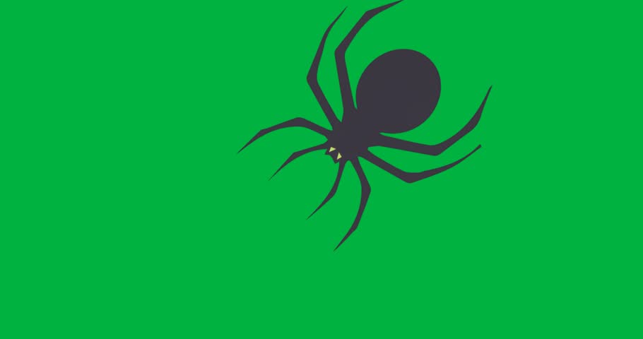 Stylized spider floating on transparent background, showing angular legs and green eyes for design. Silhouette, arachnid, geometric, minimalistic, abstract, digital, insect