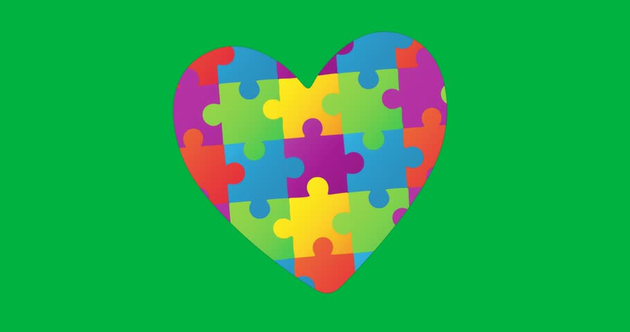 Graphic designers assembling colorful puzzle heart for health app on transparent background. Abstract, vibrant, mosaic, connectivity, innovation, creativity, unity