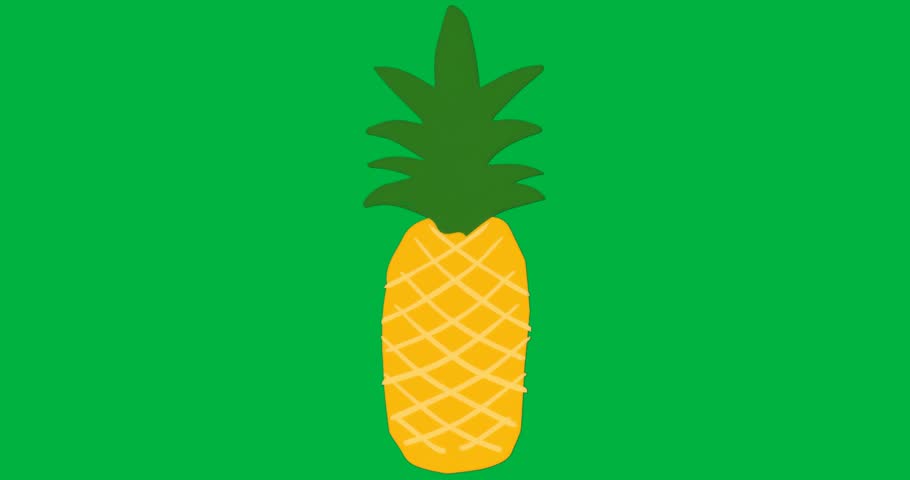 Graphic design team placing pineapple on transparent background, displaying yellow grid pattern. Tropical, fruit, illustration, vector, summer, freshness, minimalist