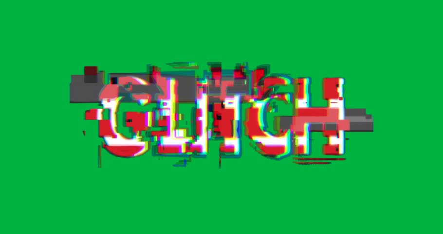 Text displaying glitch effect on transparent background with RGB pixel fragments for digital design. Typography, glitch art, digital distortion, pixelization, modern design, vibrant colors, abstract