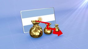 Argentina Reserves Decline with Red Arrow Economic Crisis Data Graph Infographic - Powered by Shutterstock - Get 15% off with code: PIKWIZARD15
