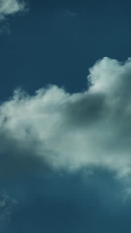 4K Vertical Deep Blue Sky and Moving Clouds Timelapse