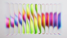 Looping 3D animation. Abstract background of slightly unfocused multicolored glass cylinders spinning and rotating, arranged in a shape of DNA chain, glowing with neon light. Modern minimalist concept - Powered by Shutterstock - Get 15% off with code: PIKWIZARD15