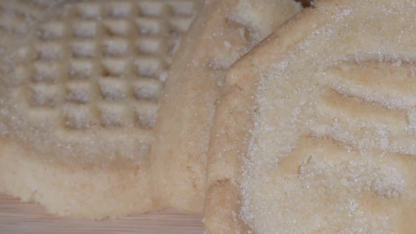 Close-up of sugar-topped shortbread evokes a cozy, sweet feeling