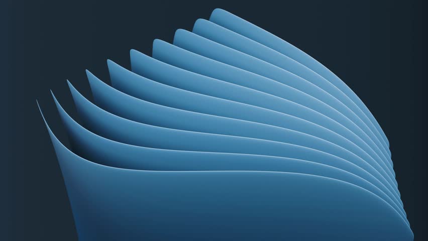 Minimal abstract design of fluid shapes and blue geometric forms