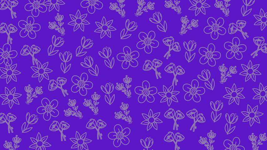 Floral icon random pattern loop background animation, motion banner template, icon animation design element, 4K video footage