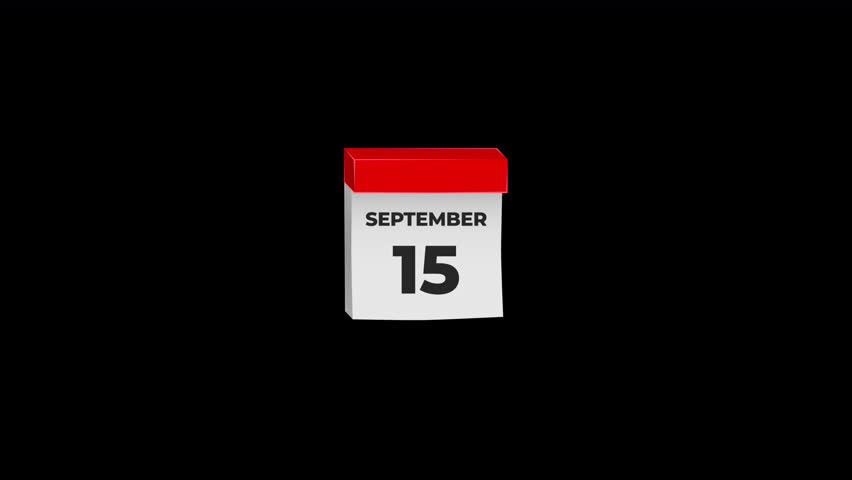 October 15 Tear-off Calendar Torn Paper Animation, Transparent Background
