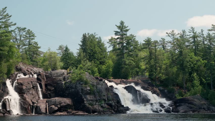 A large granite rock waterfall 