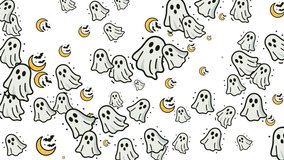 Halloween pattern of spectral shapes and cryptic textures weaving across the dark void serves as spooky wallpaper design, party invitation background, eerie motion loop, horror video transition - Powered by Shutterstock - Get 15% off with code: PIKWIZARD15