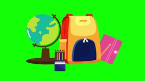 School learning icon with globe, notebook, backpack and crayons - Powered by Shutterstock - Get 15% off with code: PIKWIZARD15