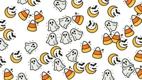 Halloween pattern of repeating horror icons woven in spectral rhythm made for spooky wallpaper loops, chilling video overlays, haunted presentation templates and eerie branding design - Powered by Shutterstock - Get 15% off with code: PIKWIZARD15