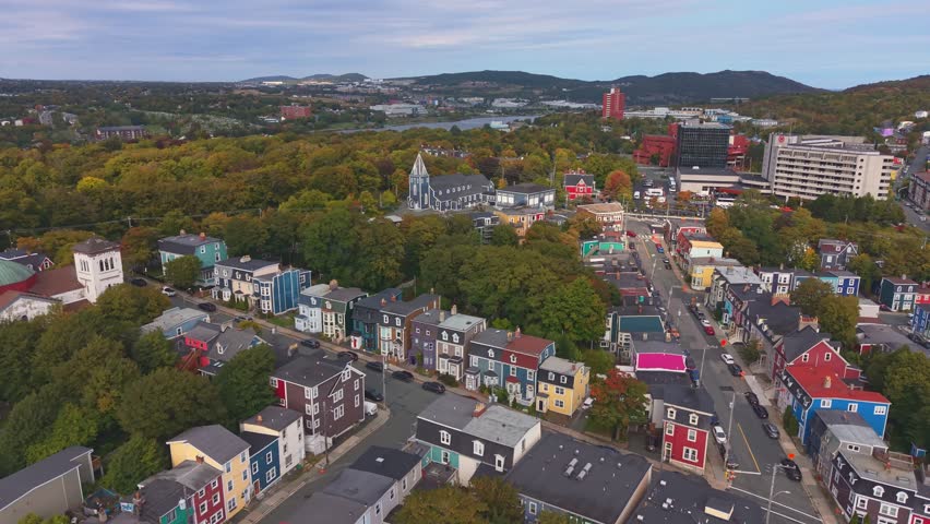 A high aerial shot over St. John